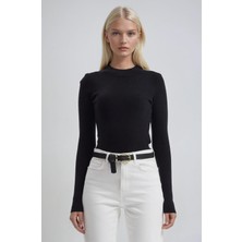 Lijuri Bisiklet Yaka Crop Triko Kazak 1405