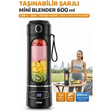 Qasul 12 Bıçaklı 304 Paslanmaz Çelik Taşınabilir Şarjlı Mini Blender 600 ml Çok Amaçlı Smoothie Blender