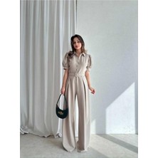 Moda Durağı Steffy Premium Kaliteli Tulum Vizon