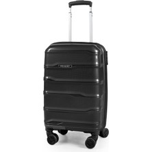 Polo&sky Azra Model Siyah Pp Kırılmaz 2'li Kabin Boy + Orta Boy Valiz Seti