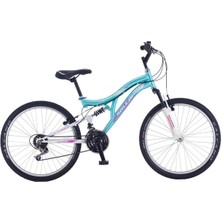 Feyza Design Dağ Bisikleti 24 Jant Turkuaz Pembe, 140-165 cm Boy, V-Fren, Dayanıklı ve Şık