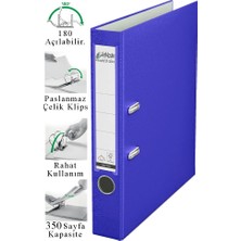 ArtMaster Büro Klasörü Mavi Dar 1 Adet Plastik Dar Mavi Klasör Halkalı Paslanmaz Çelik Klipsli Ofis Büro