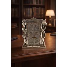 Kesene Taş Işlemeli Gümüş Biblo Allah & Muhammed (S.a.v) Kâbe Kapısı taşlı Figürlü Masa Üstü Biblo 25 cm