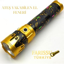 farissu 15000 Lümen 150W Ateş Yakabilen Zoomlu El Feneri 15600 Mah Güçlü Işık 15 Saat Çalışma