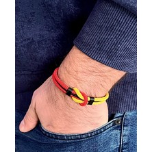 Gns Aksesuar Çift Renkli El Yapımı Taraftar Bilekliği MAKROME-%100 Deri Kombin Unisex Bileklik Net 21 cm