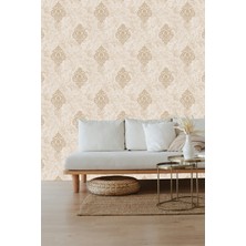 Golden DUVAR KAĞIDI - BORDÜR Damask Desen Altın / Gümüş Yaldız Detaylı 5.2m² Modern Nonwoven Duvar Kağıdı