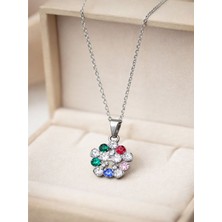 Ekonomik Sepeti Renkli Taşlı Çelik Kolye