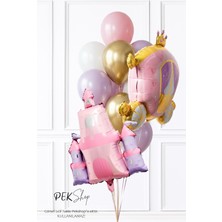 Pekshop Prenses Balon Seti Prenses Şato, Prenses Arabası ve Balon Demeti Prenses Tema Balon Süsleme Seti