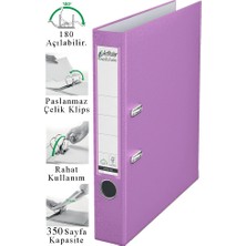 ArtMaster Büro Klasörü Lila Dar 1 Adet Plastik Dar Lila Klasör Halkalı Paslanmaz Çelik Klipsli Ofis Büro