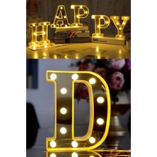 PremiumPort 3D LED Işıklı D Harfi, Büyük Boy, Doğum Günü ve Organizasyon Süsleri
