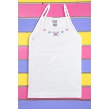 Tutku Kız Çocuk Ip Askılı Işlemeli Atlet-Beyaz-4 Yaş