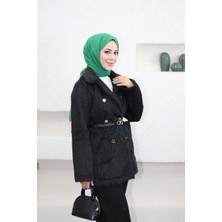 Vokalis Kadın Dış Giyim Kemerli Fox Kürk Kaban Ceket