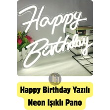 Toptanhane Happy Birthday Yazılı Neon LED Işık Doğum Günü Neon Yazı Dekoratif Işık Organizasyon Arka Plan USB
