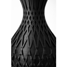 Yami Design Yami Obsidian - Siyah Modern Geometrik Tasarım Vazo 20 cm  (3d Üretim)