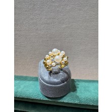 MC Çelik Ayarlanabilir Inci Taşlı Yüzük