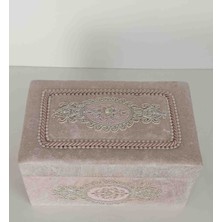 Fnt Ahşap Kadife Kaplı Makyaj Sandık Kutu Hediyelik Bohçalık Çeyizlik