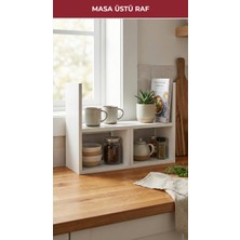 Pikas Kehribar Tezgahüstü Ayarlanabilir Çok Amaçlı Raf, Baharatlık Beyaz