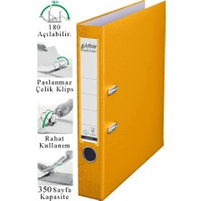 ArtMaster Büro Klasörü Sarı Dar 1 Adet Plastik Dar Sarı Klasör Halkalı Paslanmaz Çelik Klipsli Ofis Büro