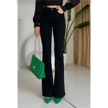 Bees Jeans Vanessa Solmayan Siyah Flare Jeans Ispanyol Paça Kot Pantolon