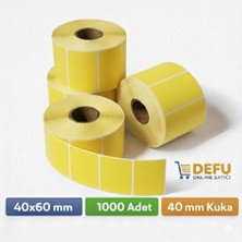Defu 40X60MM Sarı Eczane Etiketi Termal 1000LI Sarım 40LIK Kuka (10 Rulo 10000 Adet)