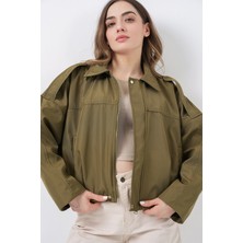 Bigdart Kadın Oversize Kısa Ceket 0732 - Haki