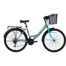 Feyza Design Şehir Bisikleti Kadın 44CM V 26 Jant 21 Vites Açık Gri Yeşil