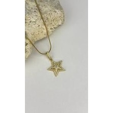 Ekonomik Sepeti Pirinç Gold Zirkon Taşlı Çelik Yıldız Kolye