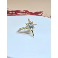 Gold Renk Zirkon Taşlı Yıldız Figürlü Yüzük