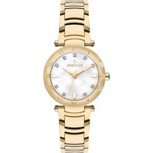 Essence Kadın Kol Saati 32 mm Beyaz Taşlı Kadran Altın Kordon 5 Atm