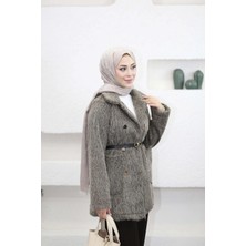 Vokalis Kadın Dış Giyim Kemerli Fox Kürk Kaban Ceket