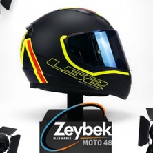 LS2 Rapid 2 Extra Full Face Motosiklet Kaskı - Mat Neon Sarı Navy Mavi (1 Renkli 1 Şeffaf Vizör)  - Ece 22.06 -