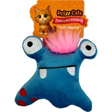 Petzzcats Kurbi Matatabi ve Çıngırak Sesli Peluş Kedi Oyuncağı Mavi 13X12 cm