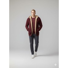 Kmk Kombin Erkek Premium Seri Içi Kürklü Kapüşonlu Sıcak Tutan Örme Hırka