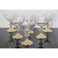 Atabey Home 6'lı Lav Döküm Ayaklı Kase Seti Gold Detaylı Dondurmalık & Şekerlik & Çerezlik