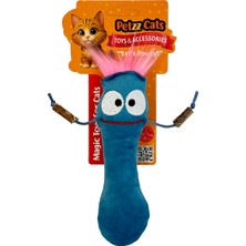 Petzzcats Pulpy Matatabi ve Çıngırak Sesli Peluş Kedi Oyuncağı Mavi 16X8 cm