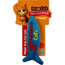 Petzzcats Fishy Matatabi ve Çıngırak Sesli Peluş Kedi Oyuncağı Mavi 13X5 cm
