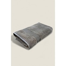 Ellaline Banyo Havlusu %100 Pamuk Sertifikalı Çizgili Bordürlü 70X140CM - Gri (1 Adet)