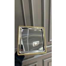 Turkuaz Kristal 6 Adet Kare Gold Gümüş Metal Sunum Tepsi
