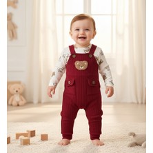 MİNİM  Ayıcık Baskı ve Nakışlı Baskılı Bebe Slopet Takım - Günlük - Bayramlık - Özel Gün