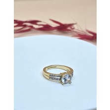 Tek Taş Zirkon Gold Yüzük