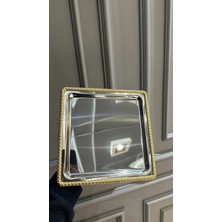 Lokman Züccaci̇ye 6 Adet Gold Burgulu Gümüş Renk Kare Kahve Sunum Tepsisi