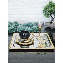 Atabey Home Collection 1 Adet Kahve & Çay & Sunum Tepsisi & Supla Deluxe Boy 27 cm Kare Çerçeveli Servis Sunum Tepsisi