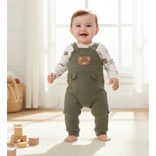 MİNİM  Ayıcık Baskı ve Nakışlı Baskılı Bebe Slopet Takım - Günlük - Bayramlık - Özel Gün