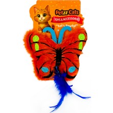 Petzzcats Kelebek Matatabi ve Çıngırak Sesli Peluş Kedi Oyuncağı Kırmızı/mavi 12X15 cm