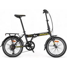 Feyza Design 20'' Vitesli Katlanabilir Bisiklet, Siyah-Sarı/gri, Hafif ve Şık Tasarım