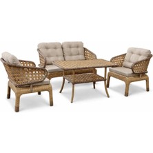 Çavdar Group Cenevre Raddan 2+1+1 Çay Seti Balkon Teras Bahçe Mobilyası El Örgüsü Raddan 4 Kişilik Oturma Grubu