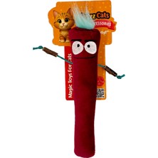 Petzzcats Stick Man Matatabi ve Çıngırak Sesli Peluş Kedi Oyuncağı Bordo 23X7,5 cm