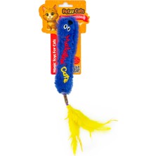 Petzzcats Worm Matatabi ve Çıngırak Sesli Peluş Kedi Oyuncağı Mavi 28X4 cm
