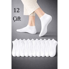 Abani Classic 12 Çift Erkek Patik Pamuk Kısa Erkek Çorap Beyaz