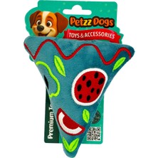 Petzzdogs Little Pizza Sesli Dayanıklı Peluş Köpek Çiğneme Oyuncağı Mavi 14X13 cm